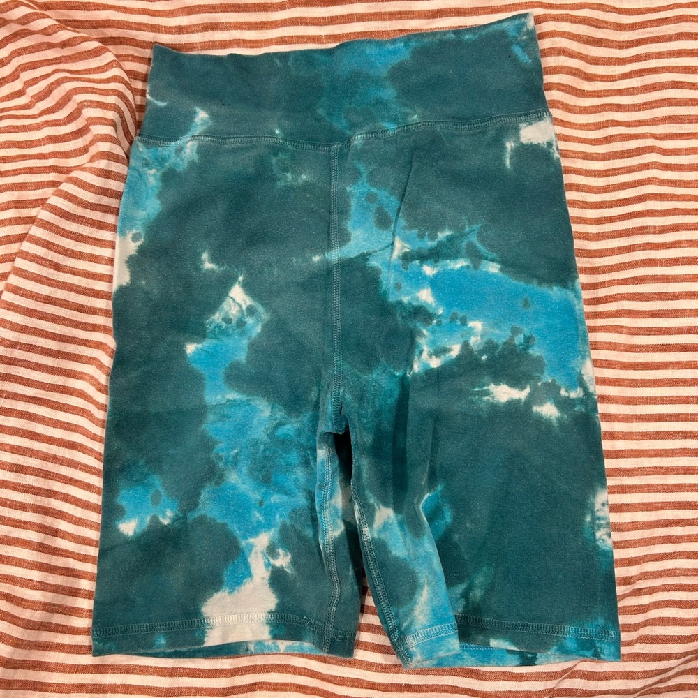 Jungmaven Teal and White Tie-Dye Bike Shorts
